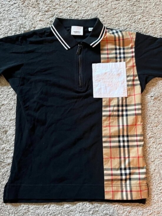 Burberry Other - Authentic Burberry Boys Black & Beige Logo Polo Shirt Boys 12